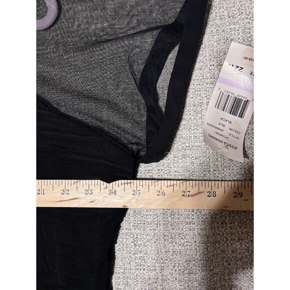 Jessica Howard Plus Size Black Shift Dress Sheer Short Sleeve Flattering Sz 22W - Picture 9 of 12